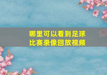 哪里可以看到足球比赛录像回放视频