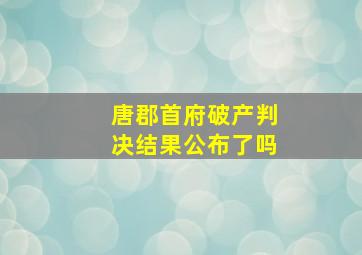 唐郡首府破产判决结果公布了吗