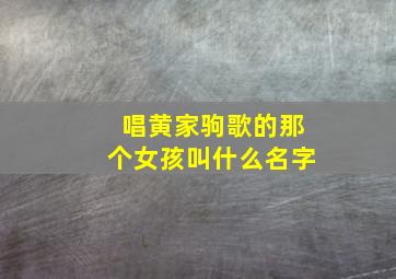 唱黄家驹歌的那个女孩叫什么名字