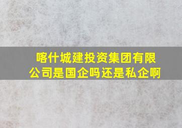 喀什城建投资集团有限公司是国企吗还是私企啊