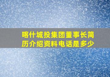 喀什城投集团董事长简历介绍资料电话是多少