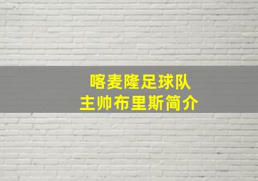 喀麦隆足球队主帅布里斯简介