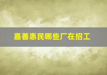 嘉善惠民哪些厂在招工