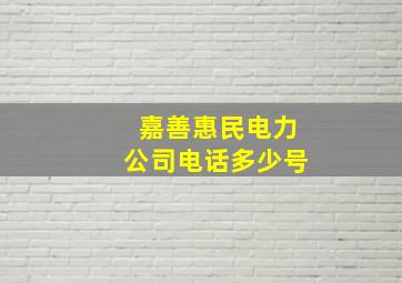 嘉善惠民电力公司电话多少号