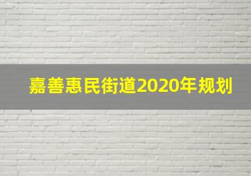 嘉善惠民街道2020年规划