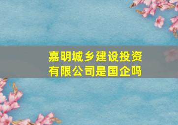 嘉明城乡建设投资有限公司是国企吗