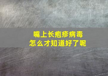 嘴上长疱疹病毒怎么才知道好了呢