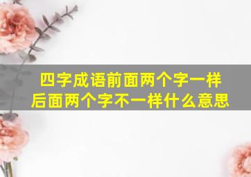 四字成语前面两个字一样后面两个字不一样什么意思