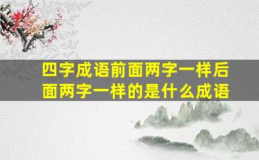 四字成语前面两字一样后面两字一样的是什么成语