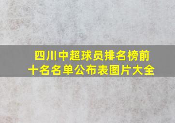 四川中超球员排名榜前十名名单公布表图片大全