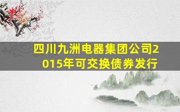 四川九洲电器集团公司2015年可交换债券发行