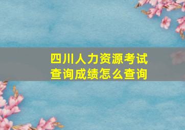 四川人力资源考试查询成绩怎么查询