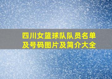 四川女篮球队队员名单及号码图片及简介大全