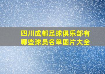 四川成都足球俱乐部有哪些球员名单图片大全