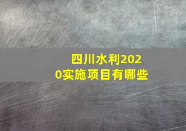 四川水利2020实施项目有哪些