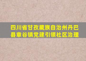 四川省甘孜藏族自治州丹巴县章谷镇党建引领社区治理