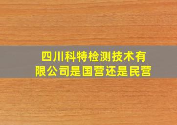 四川科特检测技术有限公司是国营还是民营