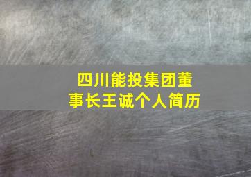 四川能投集团董事长王诚个人简历