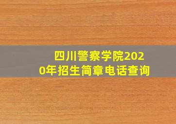 四川警察学院2020年招生简章电话查询