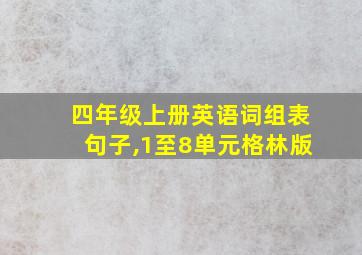 四年级上册英语词组表句子,1至8单元格林版