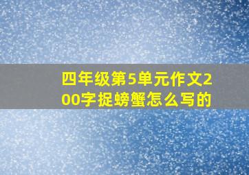 四年级第5单元作文200字捉螃蟹怎么写的