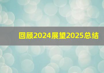 回顾2024展望2025总结