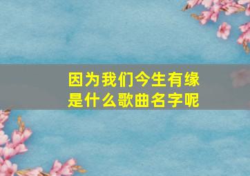 因为我们今生有缘是什么歌曲名字呢