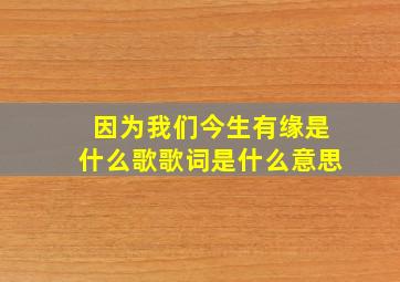 因为我们今生有缘是什么歌歌词是什么意思