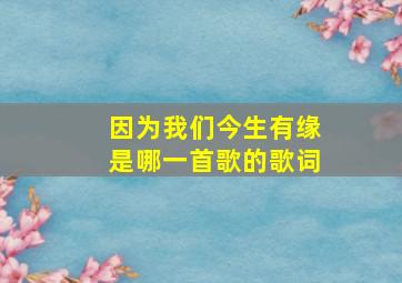 因为我们今生有缘是哪一首歌的歌词