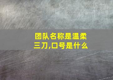 团队名称是温柔三刀,口号是什么