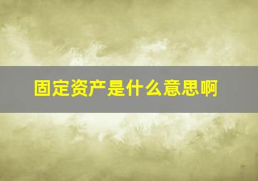 固定资产是什么意思啊