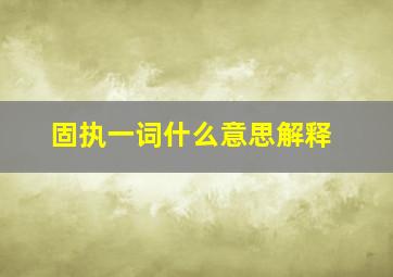 固执一词什么意思解释