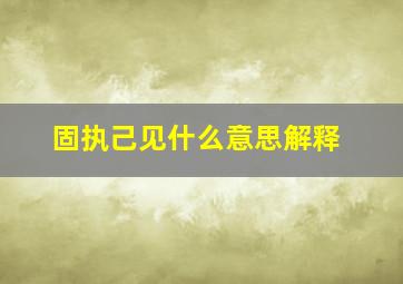 固执己见什么意思解释