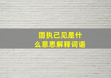 固执己见是什么意思解释词语