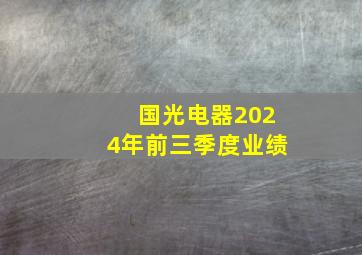 国光电器2024年前三季度业绩