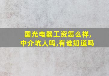 国光电器工资怎么样,中介坑人吗,有谁知道吗