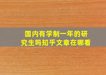 国内有学制一年的研究生吗知乎文章在哪看