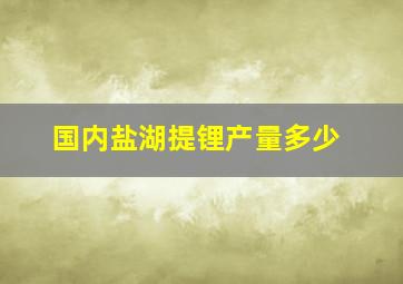 国内盐湖提锂产量多少