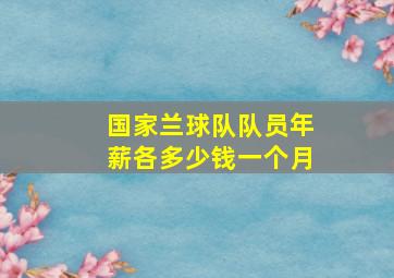 国家兰球队队员年薪各多少钱一个月