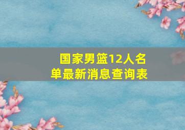 国家男篮12人名单最新消息查询表