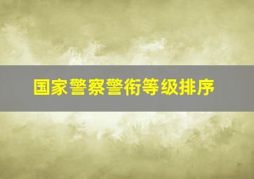 国家警察警衔等级排序