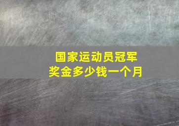 国家运动员冠军奖金多少钱一个月