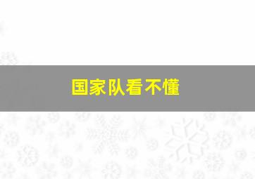 国家队看不懂