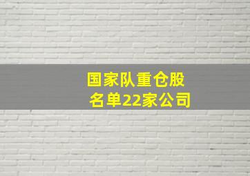 国家队重仓股名单22家公司