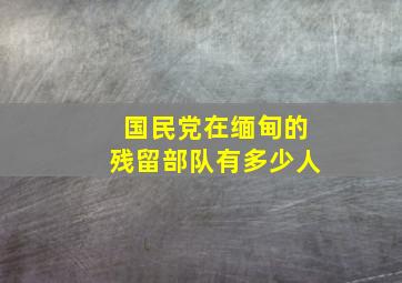 国民党在缅甸的残留部队有多少人