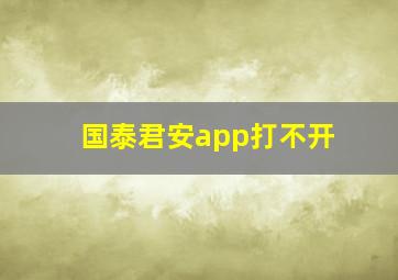 国泰君安app打不开