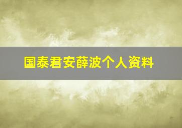 国泰君安薛波个人资料