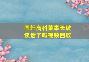 国轩高科董事长被谈话了吗视频回放