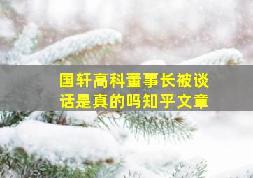 国轩高科董事长被谈话是真的吗知乎文章