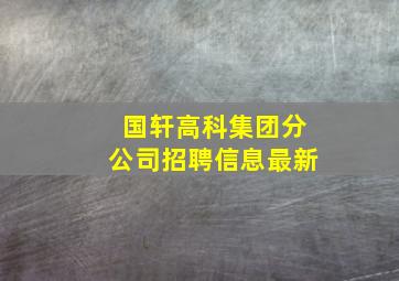 国轩高科集团分公司招聘信息最新